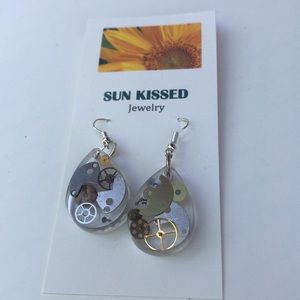 Upcycled Steampunk Teardrop Earrings